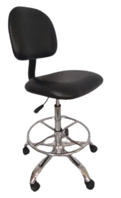 Silla Metálica Giratoria Rodable con Asiento Alto BAMZE UK ESTÁNDAR